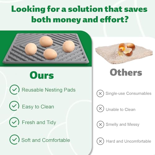 Chicken Nesting Pads for Chicken Coop, Washable Laying Pads for Nesting Box, Reusable Hen Nesting Box Pads for Coop Bedding, Soft Silicone Material, Easy to Clean, 12" x 12", Grey, 5 Pack - color: Grey-5 Pack