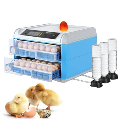 120 Egg Incubator, Automatic Incubator for Hatching Eggs, with Auto Egg Turner, Temp & Humidity Control, Poultry Hatching Incubators for Chicken Duck Quail Eggs,Ideal for Farm, School and Lab (Blue)