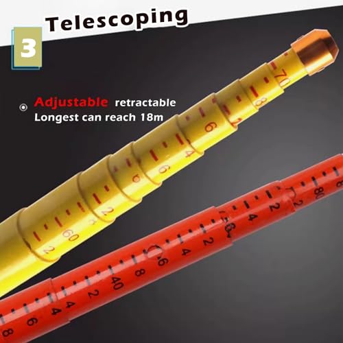Telescoping Measuring Rod 35ft/10m - Insulated Epoxy Tower Ruler for Accurate Tree Height Measurement, Adjustable 25/30/50ft, Durable Power Measuring Stick (Yellow) - color: 18m/59ft, size: Yellow