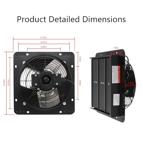 10 Inch Shutter Exhaust Fan, Exhaust Fan Wall Mounted with Mesh Screen, Suitable for Factories, Basements, Warehouses, Chicken Coops, Car Parks - size: 10 Inch