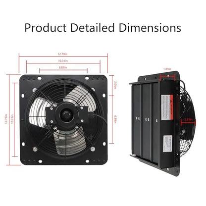 10 Inch Shutter Exhaust Fan, Exhaust Fan Wall Mounted with Mesh Screen, Suitable for Factories, Basements, Warehouses, Chicken Coops, Car Parks - size: 10 Inch