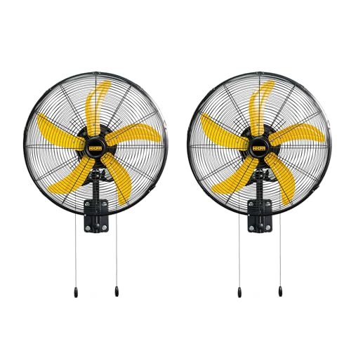 HiCFM 2 Pack 20" Oscillating Wall Mount Fan, 5000 CFM High Velocity Industrial Wall Mounted Shop Fans with 3-Speed Setting for Commercial, Garage, Warehouse, workshops, Factory - UL Listed - size: 20" Indoor (No Remote)