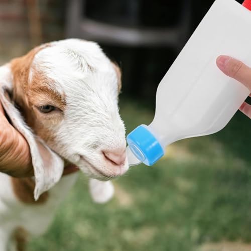 Lamb Feeding Bottle, 5 Pack 500ML Goat Milk Feeder with Hanging Hook Food Grade Plastic Nursing Bottle for Lambs Livestock