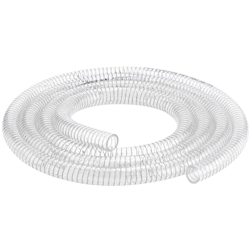 Wire Reinforced Hose 1-1/2" id - 10ft Clear High Pressure Suction Line Plastic Vinyl Tubing with Spiral Steel Wire Suction Hose, Drain Water Fuel Powder - size: 1-1/2"ID, style: 10 feet