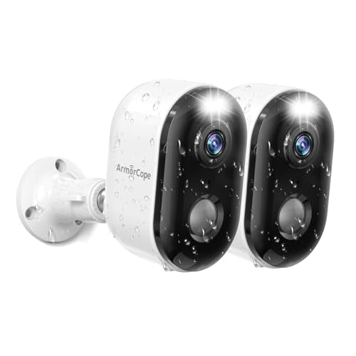 Armorcope Security Cameras Wireless Outdoor, Battery Powered 2k Color Night Vision, AI Motion Detection, IP66 Weatherproof, 2-Way Talk, SD/Cloud Storage, 2.4Ghz WiFi Cameras for Home Security(2 Pack) - style: 2 Pack