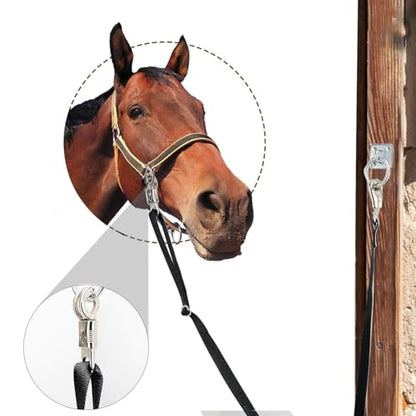 Cross Ties for Horse, 4 Pack Adjustable Nylon Cross Ties Horse Trailer Tie with Panic Snap and Bull Snap,Adjustable Length from 44.5-78.5 Inch,Black - style: Black-4PCS