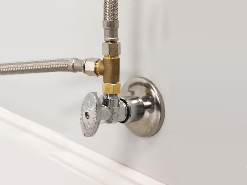 TT FLEX Brass Angle Stop Add-A-Tee Valve, 3/8 Inch Compression Inlet X 3/8 Inch Outlet, Pack of 4