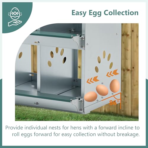 Chicken Metal Nesting Boxes, 6 Compartment Metal Nesting Box for Chicken, 6 Room Wall Mountable Nesting Boxes for Hens, Galvanized Steel Easy to Assemble - size: 32.1"L x 16.3"W x 26.4"H