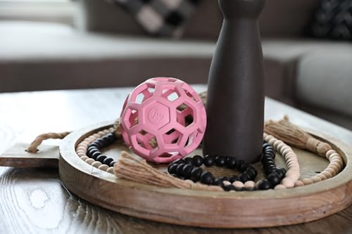 JW Pet HOL-ee Roller™, Dog Toy Puzzle Ball, Natural Rubber, Medium (4.5” Inch Diameter), Pink - color: Pink, size: 4.5 Inch