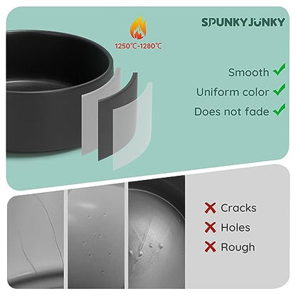 SPUNKYJUNKY 13.5OZ Ceramic Dog and Cat Bowl, Modern Cute Weighted Food Water Bowl for Replacement Black (1 Pack) - color: Black, size: 1.7 CUPS
