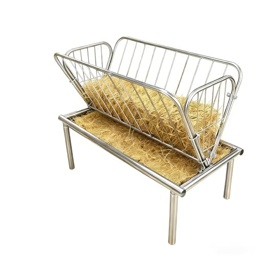 Galvanized Steel 2-in-1 Livestock Feeder, 47" Hay Rack for Goats with 6-Inch Deep Tray, Heavy-Duty Pasture Feeder, Large 95 Gallon Capacity for Horses Sheep Cows