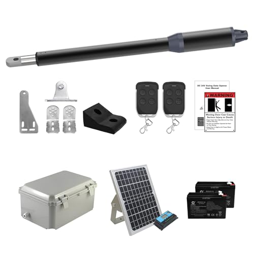 C01-L Solar Gate Opener Kit with Batteries & Solar Panel for Single Swing Gate Up to 14ft Long or 440lb, Automatic Gate Openers for Driveway Single Swing Gate with Long-Range Gate Opener Remote - size: Solar Single Swing Gate Opener
