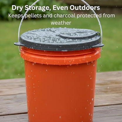 Skywin 5 Gallon Bucket Lid, Seal Lid, Wood Pellet Storage Containers, Bird Seed Container, Lump Charcoal Storage, Weather Resistant Rubber (Bucket Not Included) (Grey) - color: Gray
