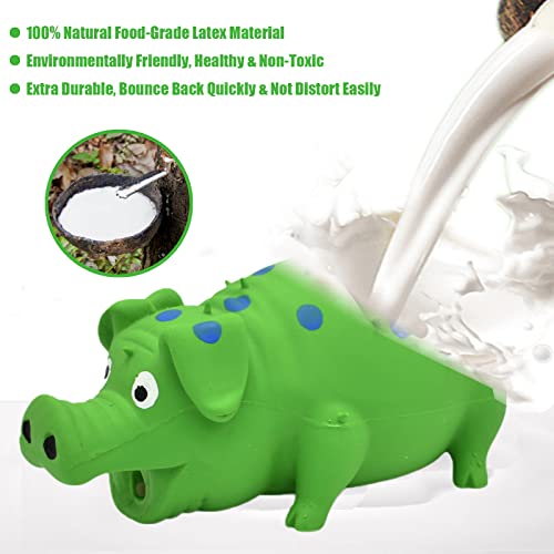 Pig Squeaky Dog Toy, 2 PCS Interactive Rubber Dog Chew Toy - Durable Latex Spot Grunting Pig Toys that Oink for Small Medium Large Dogs (Yellow, Green) - color: Yellow, Green