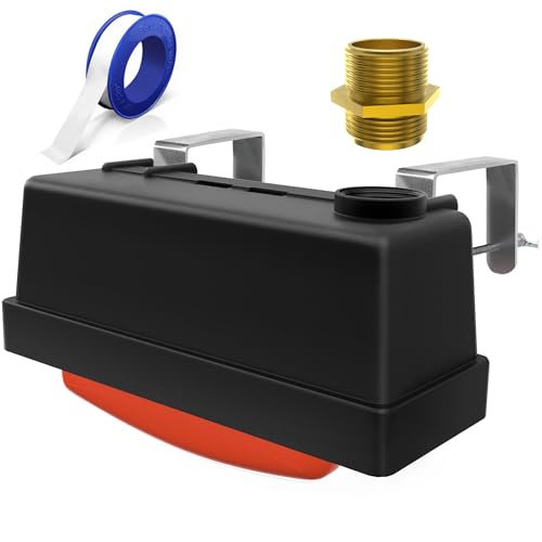 Water Trough Float Valve for Stock Tank, Automatic Control Waterer Level for Livestock Horse Chicken Animal Fish Pool with Hose Metal Connector & Ptfe tape （1 pack）