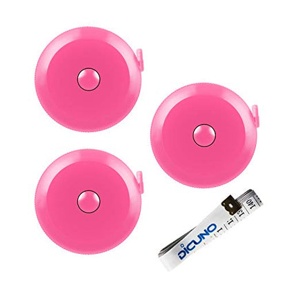 DiCUNO 60-Inch 1.5 Meter Soft and Retractable Tape Body Tailor Sewing Craft Cloth Dieting Measuring Tape (3 Pcs of Pink with Soft Tape) - color: Pink*3pcs