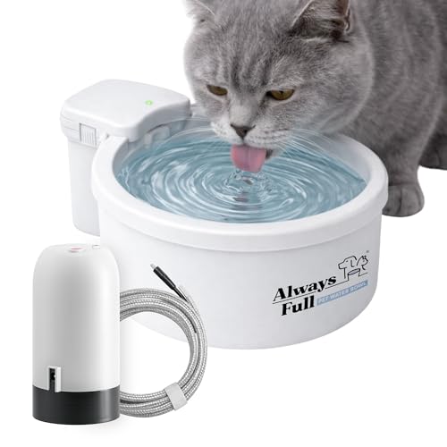 Always Full® 7” Cat Water Bowl and Bottle Pump Bundle, Self Refilling with Clean Filtered Water, App Enabled Smart Hydration Monitoring, Upgradeable System for Cats and Small Dogs - size: 7" Bowl, style: Bottle Pump