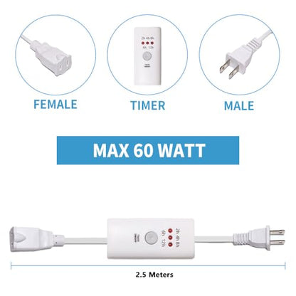 HNB Auto Off Timer for Oil Wax Warmer Burner Indoor Small Appliances Timer Plug for Electrical Outlet 5 Timing Setting 12 Hours Timed Power Switch (timer5D2.5m1pc) - color: white A