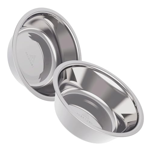 AVERYDAY 48oz Stainless Steel Dog Bowls Set, 2 Pack for Replacement Dogs Bowl Stand, 6 Cups Metal Dog Bowls, 8 Inch Medium Large Dogs Water Bowl for Raised Feeder with Opening 7.24-7.48" - size: Fit 7.24-7.48" Feeder Holes (6 Cups)