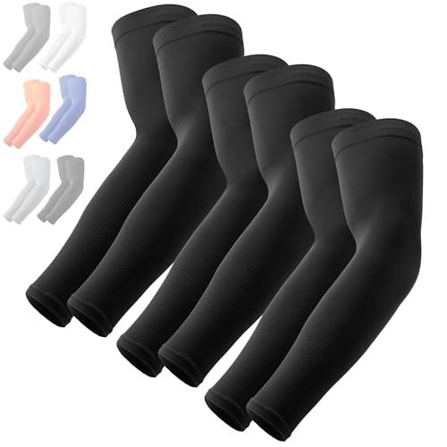 OutdoorEssentials UV Sun Sleeves for Men & Women, Cooling Arm Sleeves UPF 50+ | Golf, Tattoo Cover Up, Sun Protection - color: (3 Pairs): 3 Black