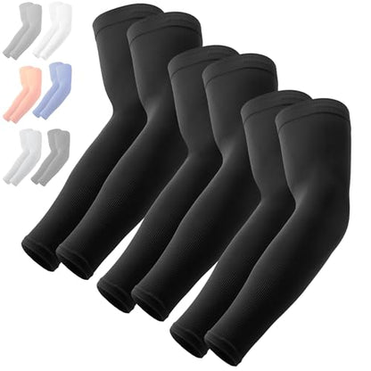 OutdoorEssentials UV Sun Sleeves for Men & Women, Cooling Arm Sleeves UPF 50+ | Golf, Tattoo Cover Up, Sun Protection - color: (3 Pairs): 3 Black