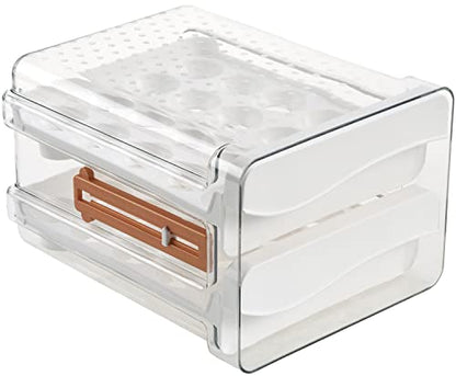 Sooyee 40 Capacity Egg Container for Refrigerator, Household Egg Holder for Fridge, Transparent 2 Drawers Chicken Egg Storage Container,White - size: 40 Capacity