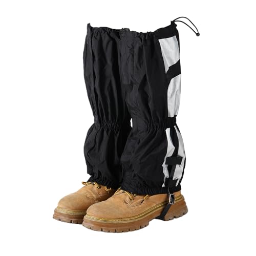 Reflective Leg Gaiters, Rainproof Snowshoe Covers with Adjustable Elastic Top & TPU Reinforced Bottom Reflective Strips for Hiking Skiing Outdoor Activities