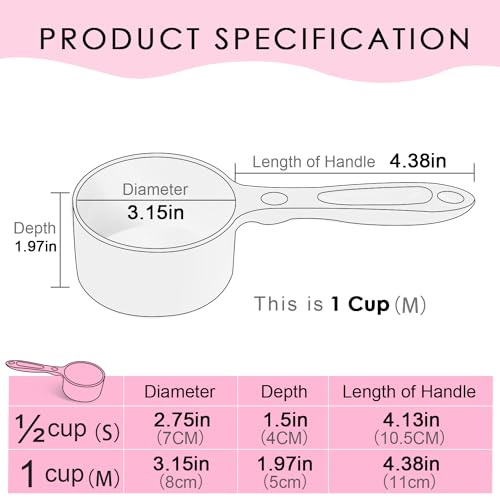 Super Design 1 Cup Dog Food Scoop for Container Melamine Measuring Scoop for Dogs Cats Birds and Rabbits Pet Food Feeding Scoop Dishwasher Safe - Baby Pink - color: Baby Pink 1 Cup