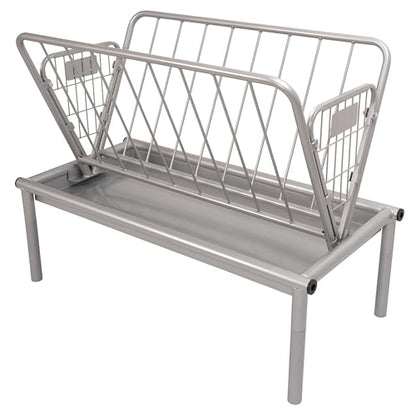 KUAFU 2 in 1 Grain & Hay Feeder, Pasture Livestock Feeder with Steel Frame & Deep Feeding Pan for Goats, Cow, Sheep, and Horses, Powder-Coated Steel Large Capacity, Easy to Carry and Assemble