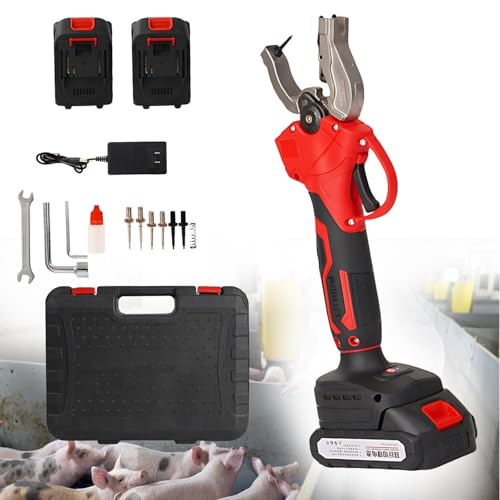 Cordless Electric Ear Tag Applicator for Cattle Pigs & Sheep 2 Batteries 6 Needles & Storage Box Included Livestock Ear Tagger Pliers