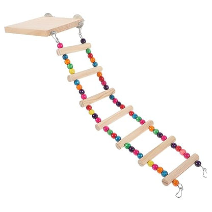 Happyyami Parrot Climbing Ladder Perch Platform Bird Biting Toy for Birds for Parakeets Cockatoos and Macaws Fun and Engaging - size: 43x10cm