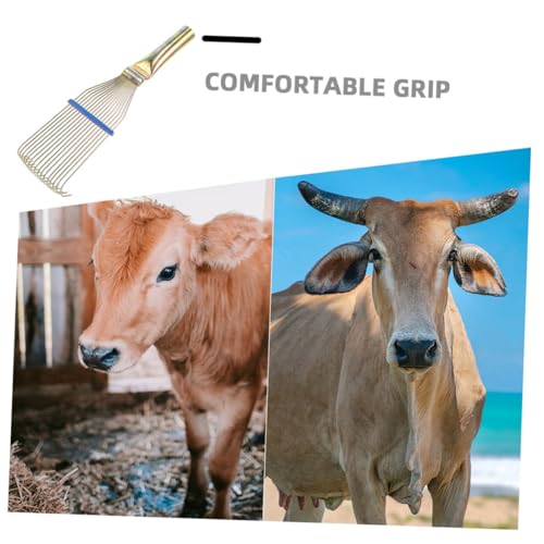 HANABASS 2pcs Livestock Rake Ergonomic Dematting Tool for Sheep Cattle Grooming Durable Steel Teeth Brush for Shearing and Cleaning