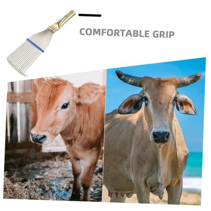 HANABASS 2pcs Livestock Rake Ergonomic Dematting Tool for Sheep Cattle Grooming Durable Steel Teeth Brush for Shearing and Cleaning