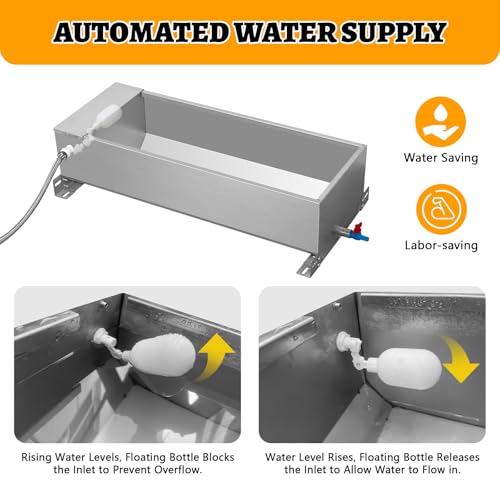 Automatic Livestock Water Trough Galvanized Self Filling Water Bowl with Float Large Capacity Water Troughs for Livestock Water Bowls for Dogs Horse Goat Pets Pig Cow Deer