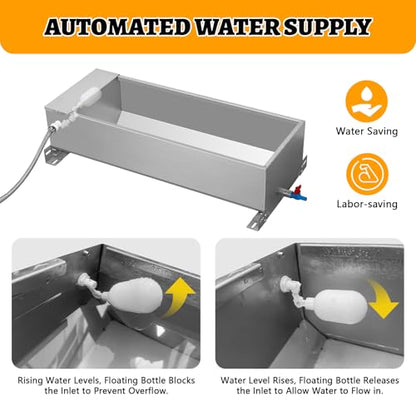 Automatic Livestock Water Trough Galvanized Self Filling Water Bowl with Float Large Capacity Water Troughs for Livestock Water Bowls for Dogs Horse Goat Pets Pig Cow Deer
