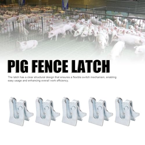 5 Sets Pig Fence Door Latch, Thickened Galvanized Steel Plate Farm Gate Latch with an L Lock Bolt Hardware Gate Locks for Farrowing Bed Farm Gate (Wall Thickness 4.5mm)