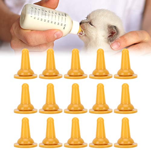 Pet Feeding Bottle Nipples 15-Pack Soft Silicone Replacement Nipples for Newborn Kittens Puppies Small Animals Nursing Bottle Accessories