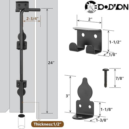 24 Inch Cane Bolt Gate Drop Rod Heavy Duty Gate Hardware, Gate Ground Latch for Wooden Fences, Metal Gates Doors Stopper for Gate Ground, Wrought Iron Gate Latches, Black Finish(1 Pack) - size: 24 Inch