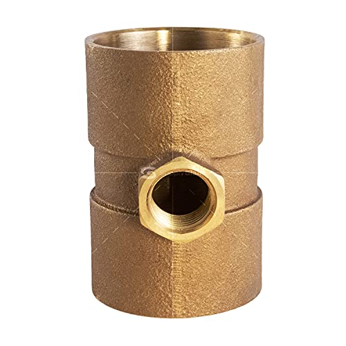 Everflow Supplies CCFT2212-NL C X C X F No Lead Cast Brass Tee Fitting with Solder Cups and Female Threaded Branch, 2" x 2" x 1/2" - size: 2" x 2" x 1/2"