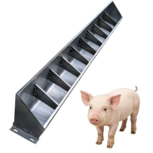 20in 40in 60in 80in Hog Feeder Livestock Feed Trough Automatic Pig Feeder Heavy Duty Stainless Steel, Separated Fence Feeder Trough, Multipurpose Livestock Trough for Pig Horse,Silver,150cm - size: 150cm
