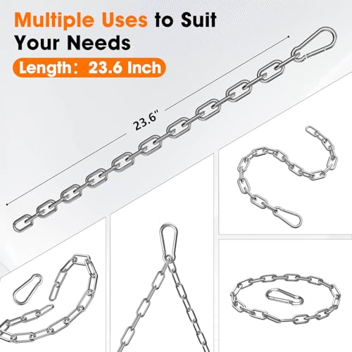 Gate Chain Lock, 23.6 Inch 304 Stainless Steel Chain Fence Gate Latch with Carabiner, Outdoor Hardware Lock Chain for Yards, Pet Cages, Horse Goat Dog Stall Barn and Fence Gates (Silver Dia 4mm-2Pcs) - color: Silver Dia 4mm-2Pcs