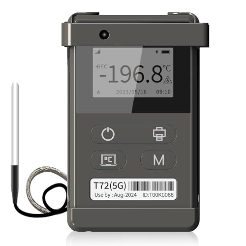 Frigga T72 4G/5G Temperature Monitor Real-Time Reusable Temperature Data Logger with Ultra-Low External Sensor Remote Digital Refrigerator Thermometer Rechargeable 24/7 Monitoring & Instant Alerts - color: T72