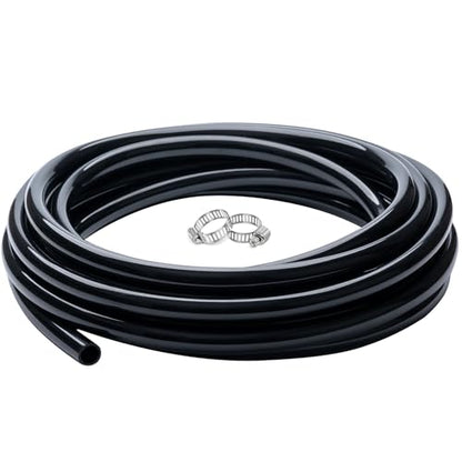 5/8" id - 10ft Black Vinyl Tubing Flexible PVC Tube Hybrid Hose Transfer Water Fuel Gas for Pond Fountain Garden Waterfall, Durable and Safe, with 2 Hose Clamps - size: 5/8" ID, style: 10 Feet