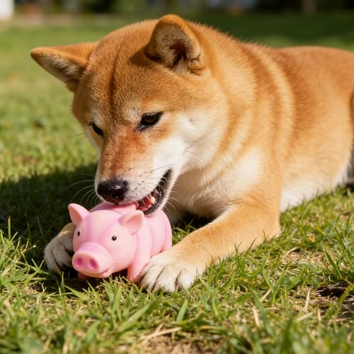 Buachois Dog Squeak Toy 6.3x3.1x3.1In, Cute Pig Grunting Latex Chew Toy Safe Bite Proof Pet Toy for Dogs Puppies (Pink) - color: #-01