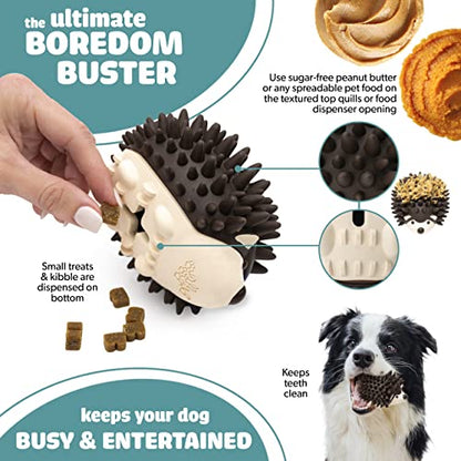 Bella Boo Pets Interactive Dog Toy for Strong Chewers - Freddy The Hedgehog All-in-One Treat Ball + Food Dispensing Slow Feeder Dog IQ Puzzle + Dental Chew Toy for Medium and Large Breed Dogs (Brown) - color: Brown