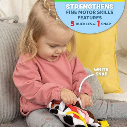 Buckle Toys Bessie Cow Learning Activity Toddler Toy | Plane Travel Essential, Develop Motor Skills, Problem Solving - color: Bessie Cow