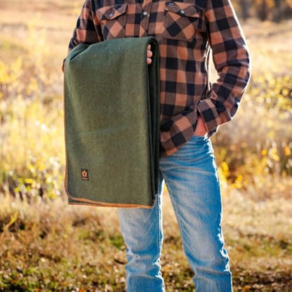 Arcturus Military Wool Blanket - Warm, Thick, Washable - Great for Outdoors, Camping, Stadium Blanket, Picnics, Travel - Car & Bushcraft Survival Kits - color: Olive Green