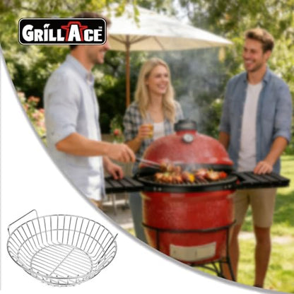 Charcoal Basket Compatible with Big Green Egg Large and Kamado Joe Classic - 304 Stainless Steel Ash Basket Grate Replacement for Kamado Grill