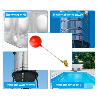 1/2 Inch float valve for water tank | water trough float valve| water float valve| Automatic Water Level Control for Water Tanks| Automatic stock tank | With 5 Inch Float Ball(2-Pack) - size: 1/2 inch