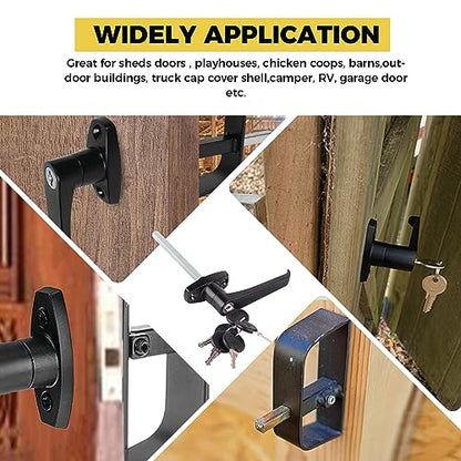 Shed Door L-Handle Lock Kit -Shed Door Latch with 4-1/2" Stem,Shed Door Lock Matching Set Includes 5 Keys for Sheds Doors, Playhouses, Chicken Coops,Camper, RV, Garage Door(Black). - size: 4.5 inch-L